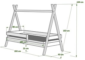 Kinderen Blauw Montessori Tipi Bed - Anadi voor Kinderen Kinderen Peuter Junior 5059914004616 Children's Beds Home, 180x80, Nee, Matras van schuim/lat