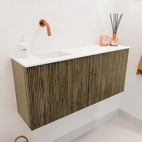 Mondiaz Joya 90cm toiletmeubel dusk met wastafel faye links zonder kraangat talc