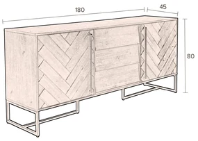 Dutchbone Class Dressoir Visgraat En Messing - 180x45x80cm.