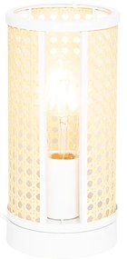 Oosterse tafellamp wit met rotan 12 cm - Akira
