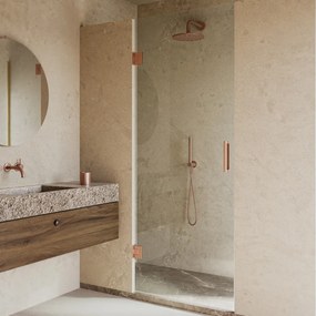 Saniclear Modern scharnieren + handvat voor douchedeur geborsteld koper