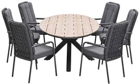 Garden Impressions Aleria tuinset 7-delig - Tulli tuintafel 220x115xH75 cm - light teak vironwood