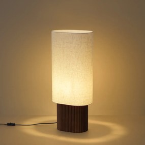 Japandi vloerlamp walnoot hout met stoffen kap 70cm - Lamel