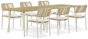Tuinset 6 personen 240 cm Aluminium/rope Taupe Coco Penya/Montana