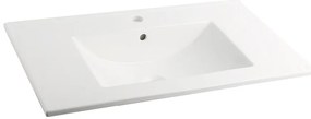 Fontana Lento wit badkamermeubel ribbelfront met witte wastafel 80cm 1 kraangat en ronde spiegel