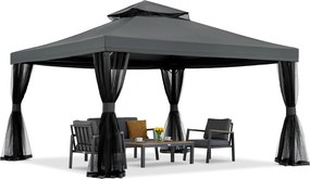 Antraciet tuinpaviljoen met klamboe Valencia 4x4 m Tuinpunt