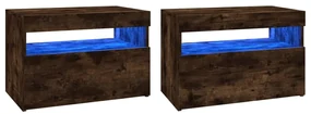 vidaXL Tv-meubels 2 st met LED-verlichting 60x35x40 cm gerookt eiken