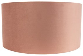 Stoffen Velours lampenkap roze 50/50/25 met gouden binnenkant cilinder / rond