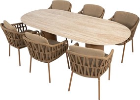 4 Seasons Biarritz tuinset 7-delig amber - Colorado tuintafel 240x105 cm ovaal