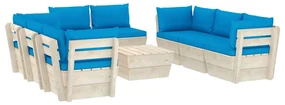vidaXL 9-delige Loungeset met kussens pallet vurenhout