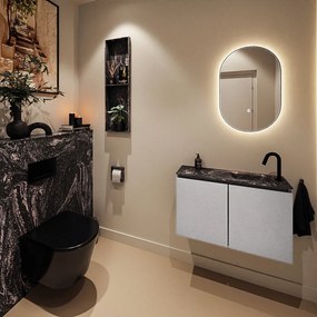 Mondiaz Ture DLux toiletmeubel 80cm plata met wastafel lava rechts met kraangat