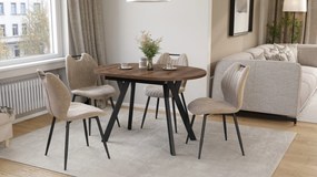 Mazzoni ALMO Bruin Eiken / zwarte poten - OVALE UITSCHUIFTAFEL 120-220 cm VOOR 10-12 PERSONEN