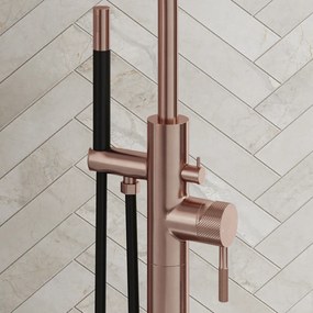 Saniclear Copper Curved Pro vrijstaande badkraan geborsteld koper