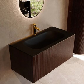 Mondiaz Kurve 90cm badmeubel ruby met 1 lade en wastafel big small midden 1 kraangat urban