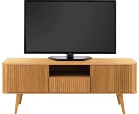Goossens Tv Meubel Seppe, 2 deuren 1 lade 1 open vak 135 cm breed