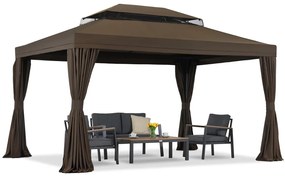 Bruin tuinpaviljoen met gordijnen Valencia 3x3m Garden Point