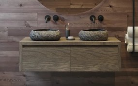 Gliss Design Ares badmeubel 120cm 2 lades castle brown met rivierstenen waskommen