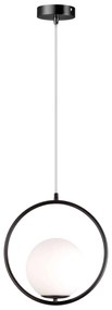 Plafondlamp Hangende Glazen Bol Wit Goud G110-1W BLACK WHITE