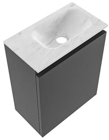 Mondiaz Ture DLux toiletmeubel 40cm dark grey met wastafel opalo rechts met kraangat