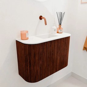 Mondiaz Joya 65cm toiletmeubel ronding links/rechts ruby met wastafel faye midden zonder kraangat talc