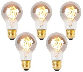 Set van 5 E27 LED spiraal lampen A60 smoke 4W 120 lm 1800K