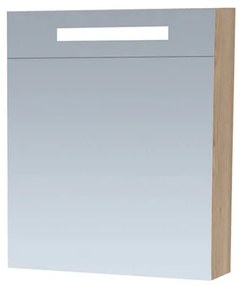 Brauer Promise Deluxe spiegelkast 60cm met linksdraaiende deur en verlichting eiken licht