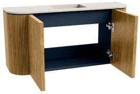 Mondiaz Joya DLux 85cm toiletmeubel ronding links/rechts oak met wastafel faye midden zonder kraangat meli