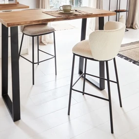 Kave Home Ciselia Boucle Barkruk Met Ronde Rug Wit