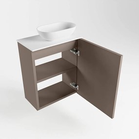 Mondiaz Fowy toiletmeubel 40cm smoke met witte waskom rechts en kraangat