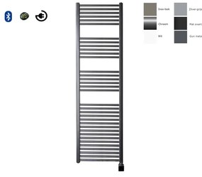 Sanicare electrische design radiator 172 x 60 cm. Gun metal met BLUETOOTH thermostaat chroom (rechtsonder) HRABC601720/M