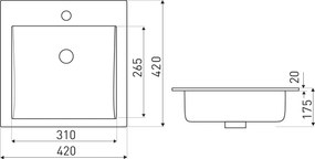 Kerra KR 41 inbouw wastafel 42x42cm wit