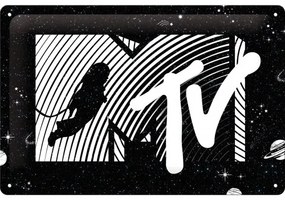 Metalen bord MTV Moonman - Logo Universe, (20 x 30 cm)