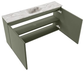 Mondiaz Ture DLux toiletmeubel 100cm army met wastafel glace midden zonder kraangat