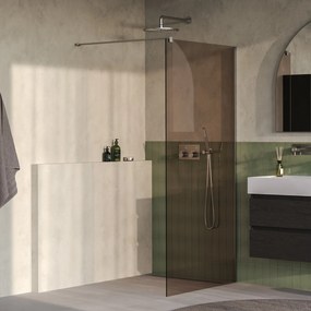 Brauer Oblivion inloopdouche bronsglas 90cm RVS geborsteld PVD