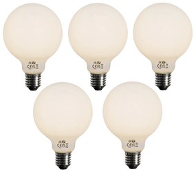 Set van 5 E27 3-staps dimbaar LED lamp opaal G95 4W 450 lm 3000K