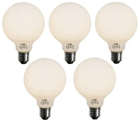 Set van 5 E27 3-staps dimbaar LED lamp opaal G95 4W 450 lm 3000K