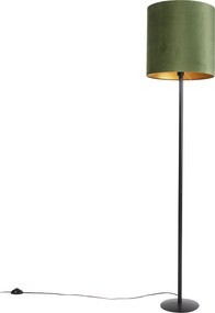 Botanische vloerlamp zwart met groene kap 40 cm - Simplo