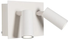 Buiten wandlamp wit incl. LED 2-lichts bewegingssensor- Simon