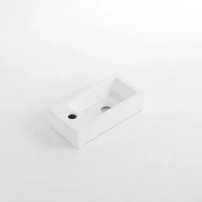 QeramiQ Fuente Fontein - 38x18.5x9cm - keramiek - kraangat links - Mat wit E-8020L-MW
