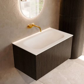 Mondiaz Kurve 80cm badmeubel shadow met 1 lade en wastafel big small midden zonder kraangat