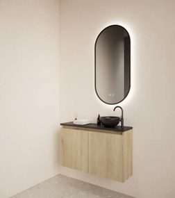Gliss Design Echo toiletmeubel 80cm artisan eiken met toppaneel zwart mat