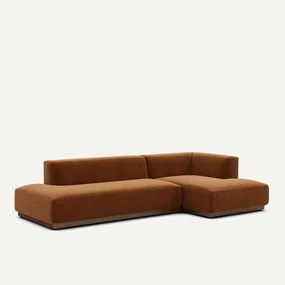 Rechter hoekbank XL in chenille fluweel, Jacopo