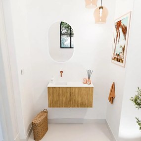 Mondiaz Joya 80cm toiletmeubel oak met wastafel faye links zonder kraangat talc