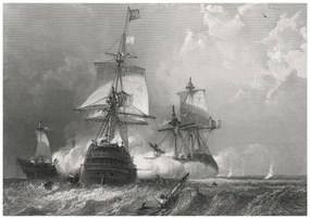 Ilustratie Old engraved illustration of sea fight, mikroman6