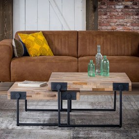 Teakhouten Vierkante Salontafel 70x70 - 70 X 70cm.