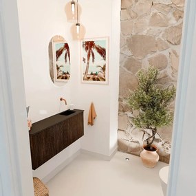 Mondiaz Joya 100cm toiletmeubel walnut met wastafel faye rechts zonder kraangat urban