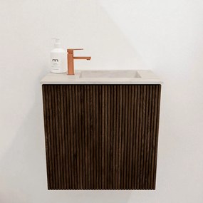 Mondiaz Joya DLux 40cm toiletmeubel walnut met wastafel faye rechts 1 kraangat ostra