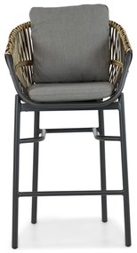 Barstoel Aluminium/wicker Taupe-naturel-bruin Coco Nathan