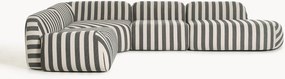 Gestreepte XL modulaire hoekbank Wolke (4-zits)