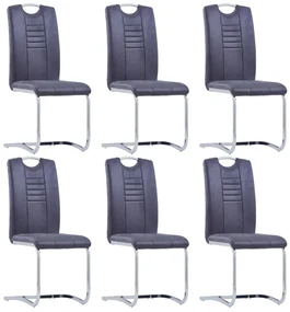 vidaXL Eetkamerstoelen 6 st kunstsuède grijs